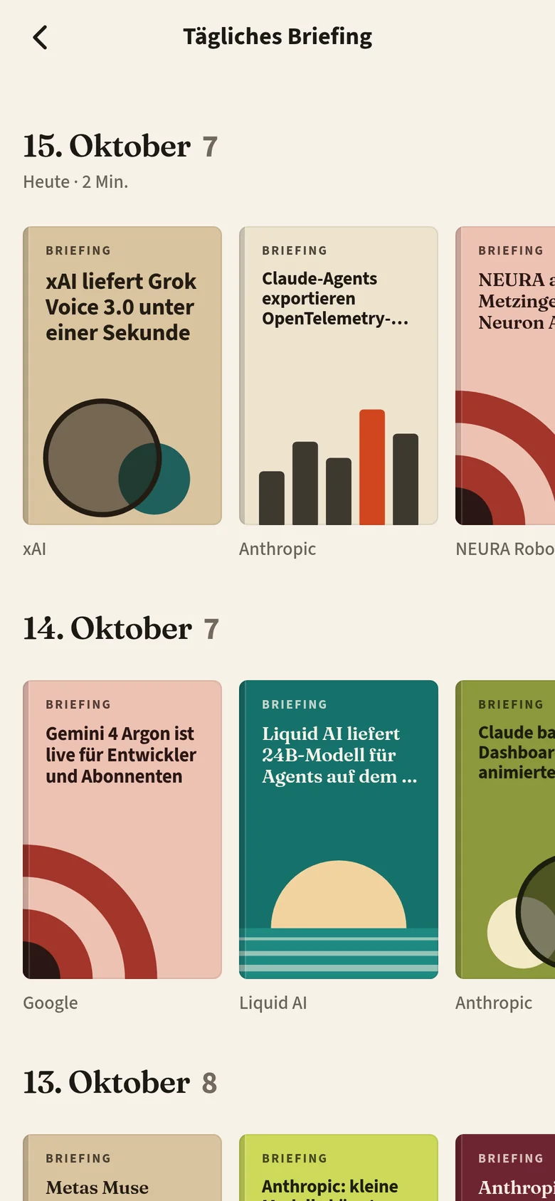 Platzhalter für die persönliche Home-Ansicht: die oberen Briefing-Cover in Sapaude.